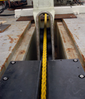 The rope load is transferred to the stern sheave, and afterwards lowering of the equipment to the seafloor will continue.  