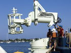 The Allied systems Grapple being assembled for the first time onboard Knorr at the WHOI pier. 
