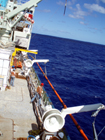 Recovery along the starboard side of another 150 long test core.