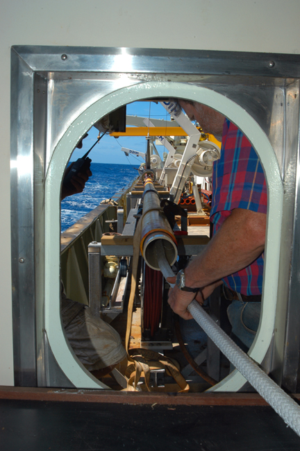 Internal rigging proceeds with a high strength pennant which will eventually connect the piston to the release module.