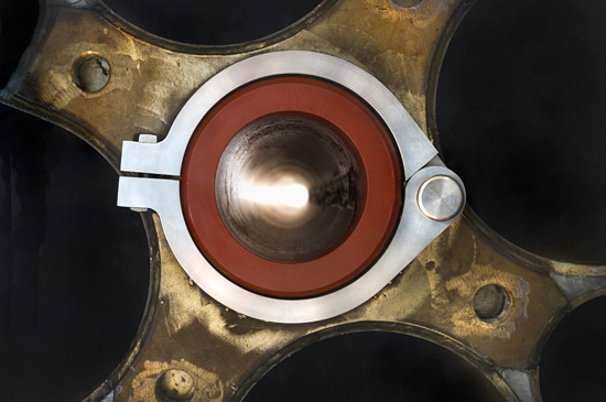 Looking down the core pipe from on top of the corehead on the Long Core System.