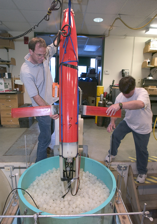 Jeff Sherman and Brian Guest working on the Spray Glider.