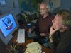 Jim Broda (front) and Jack Cook working on long core animation.
