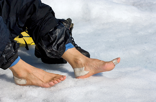 Miles of hiking in hard plastic mountaineering boots