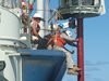 Long Core system being deployed off the R/V Knorr.