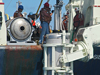 Long core piston handling off the stern of R/V Knorr.
