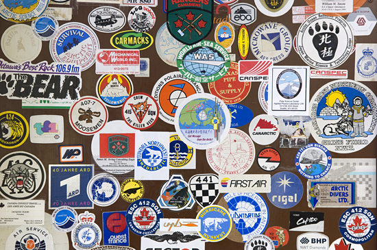 Stickers posted at the Narwhal Hotel