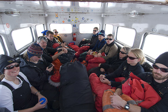 Driving slowly back to McMurdo Station in an oversized transport vehicle, everyone was tired.