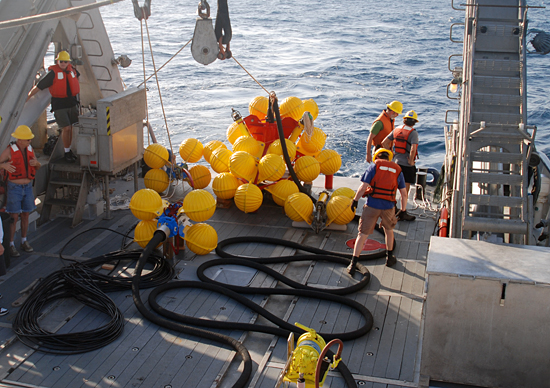 RTOSS mooring being deployed off Grenada, May 2007.