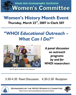 Women's History Month Event WHOI Educational Outreach - What can I do?