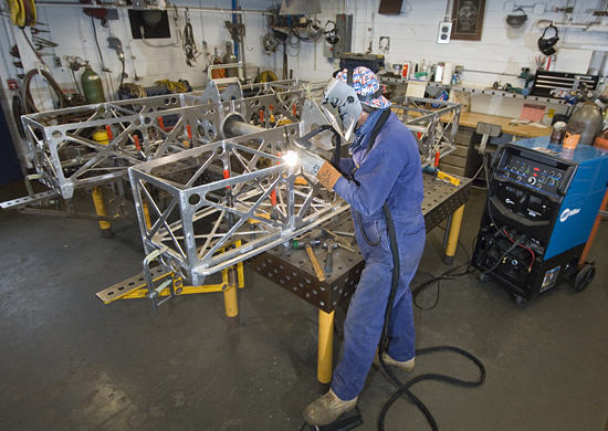 Ekblaw welds part of the frame