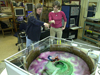 Claudia Cenedese and Rachel Bueno de Mesquita in the WHOI Geophysics Fluids Dynamics Lab.