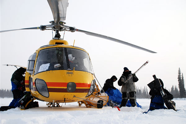 load the helicopter to return from sampling remote lakes