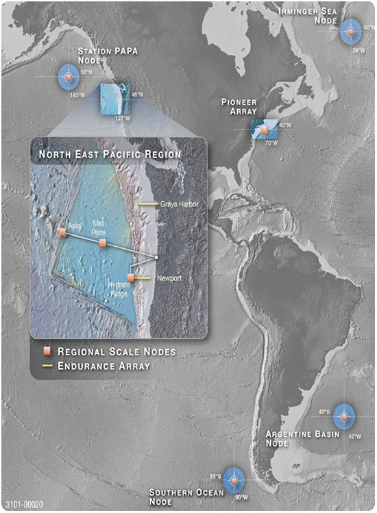 Overview map of the NSF ocean observing program