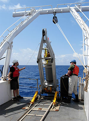 John Toole and Lou St. Laurent launching the Mark II version of the High Resolution Profiler
