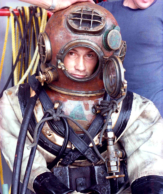 WHOI diving safety officer Terry Rioux dons a 