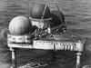 Texas tower #2 near completion, circa 1955, Nantucket Shoals.