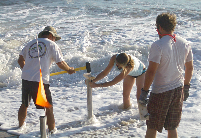 Sand core tube into beach