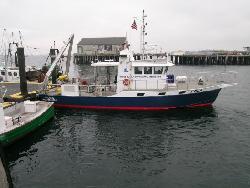 R/V TIOGA at the dock, preparing for the first SBNMS shipwreck survey, March 2005