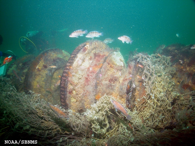Trawl net hung down on Paul Palmer windlass