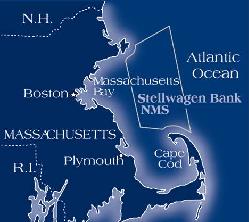 Map depicting the location and extent of the Stellwagen Bank National Marine Sanctuary