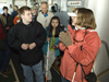 Amy Bower showing Perkins School students around the Pilot House of Knorr.