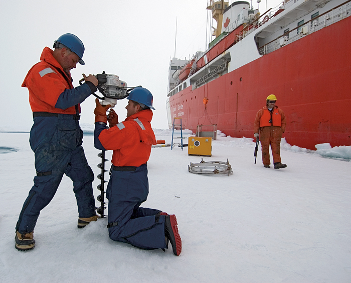 Drilling into sea ice