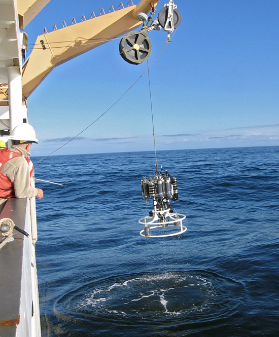 A sunny day provides a rare opportunity in the Arctic to measure optical properties in situ while sensors on an orbiting satellite image the same location.