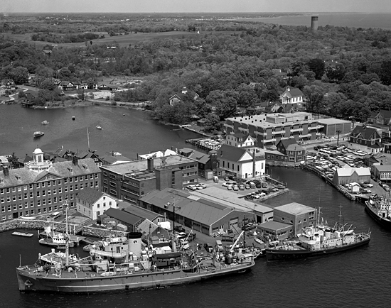 1965 aerial view of Woods Hole dock