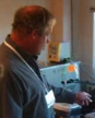 Chris Langdon instructs students on total alkalinity titration.