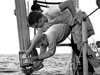 Gus Day (bottom) and Marvel Stalcup (glasses) working on the R/V Crawford.