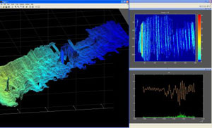 Delta-T Sonar Data: Data collected from our Hull & Harbor vehicle. Sonar imaging of 3D objects on the hull of a ship.