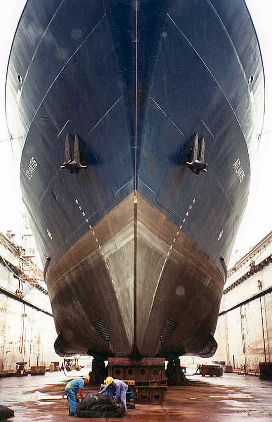 R/V <i>Atlantis</i> in dry dock.