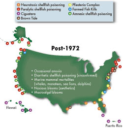 Reports of harmful algal blooms in U.S. waters