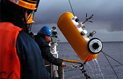 moored profiler being recovered