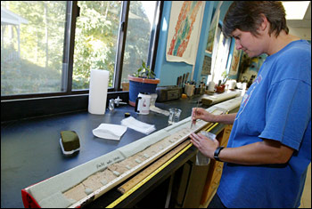 Ellen Roosen with core samples