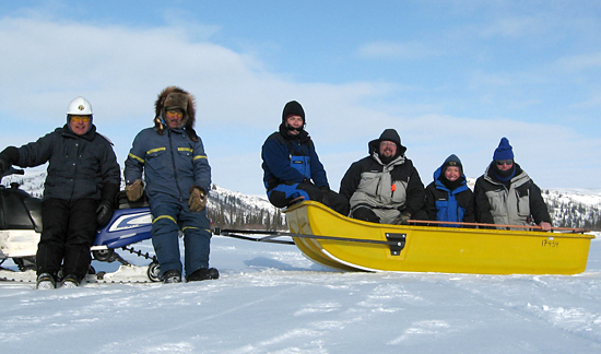 Eglinton and the rest of the science party on the Mackenzie River delta expedition.