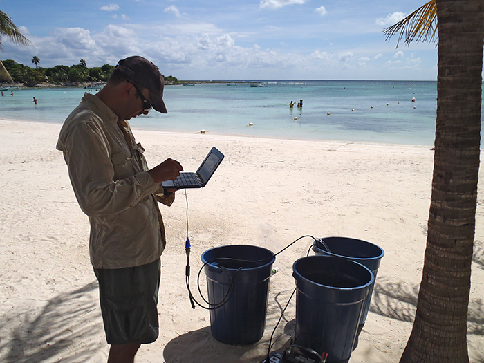 Matt Charette tracking groundwater flow in Mexico