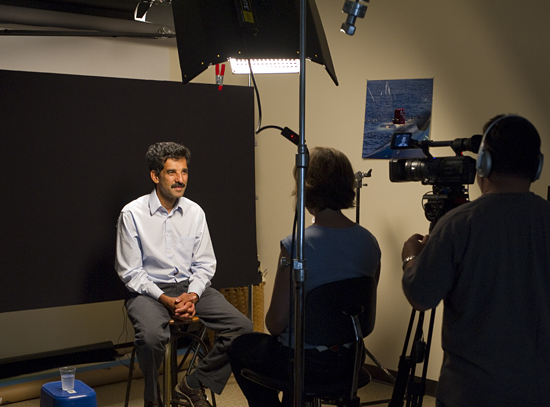 Hanu Singh being interviewed