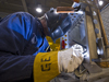 Geoff Ekblaw welds a seam on Alvin