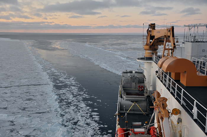 USCGC Healy Steams Through Pancake Ice