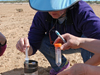 Joan Bernhard preparing sediment sample