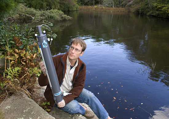 Carl Lamborg with Niskin bottle.
