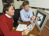 Don Anderson and Dennis McGillicuddy reviewing HAB model data.