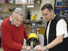 Doug Webb and Dave Fratantoni with glider in Fratantoni's lab.
