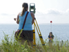 Surveying Falmouth beach