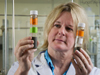Ginny Edgcomb with samples of protists and bacteria from Gulf of Mexico
