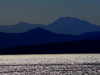 Baja peninsula silhouetted mountains.