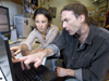 Natacha Aguilar De Soto and Mark Johnson reviewing D-tag data.