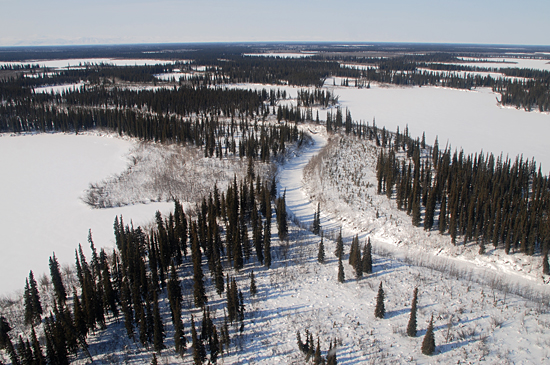 aerial of mackenzie river delta